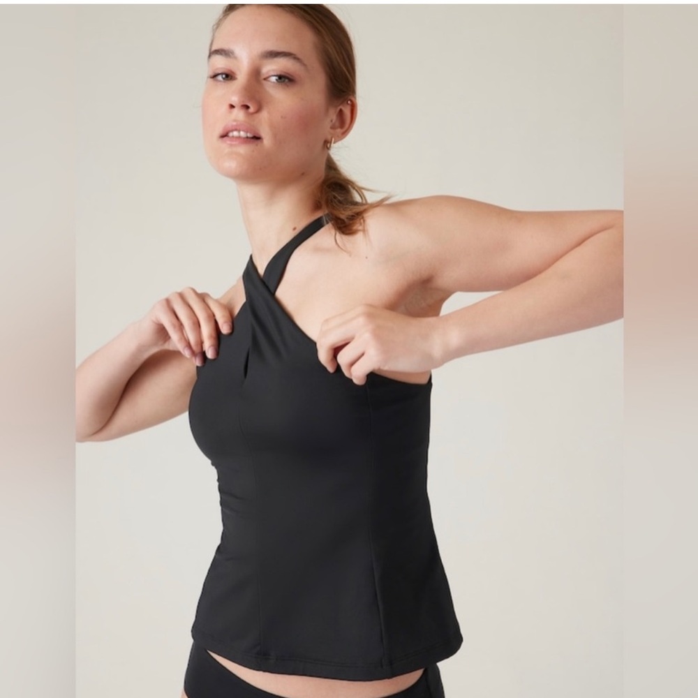 NWT-Athleta Black Crossed Tankini Medium